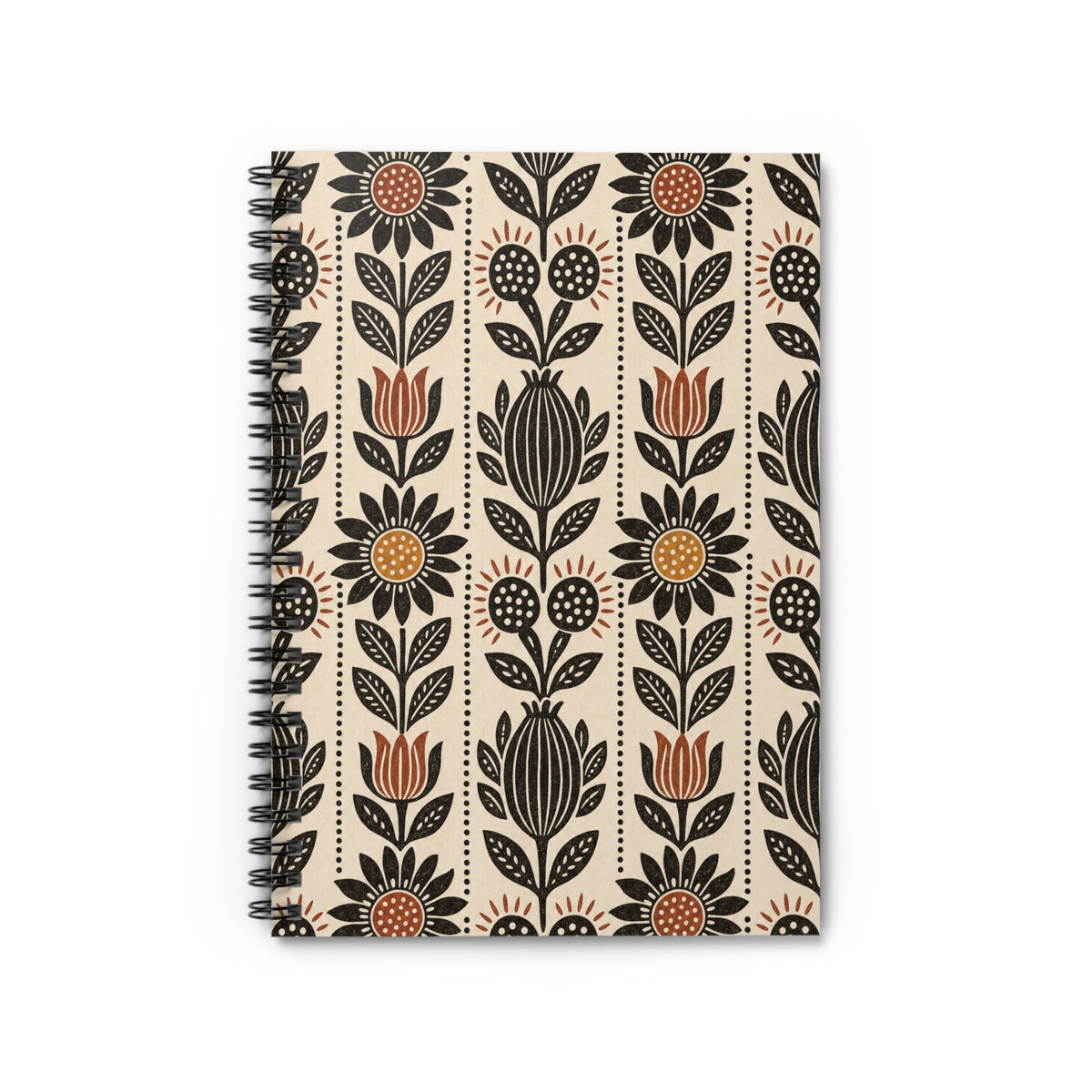 Mama's Garden Block Print Botanical Spiral Notebook