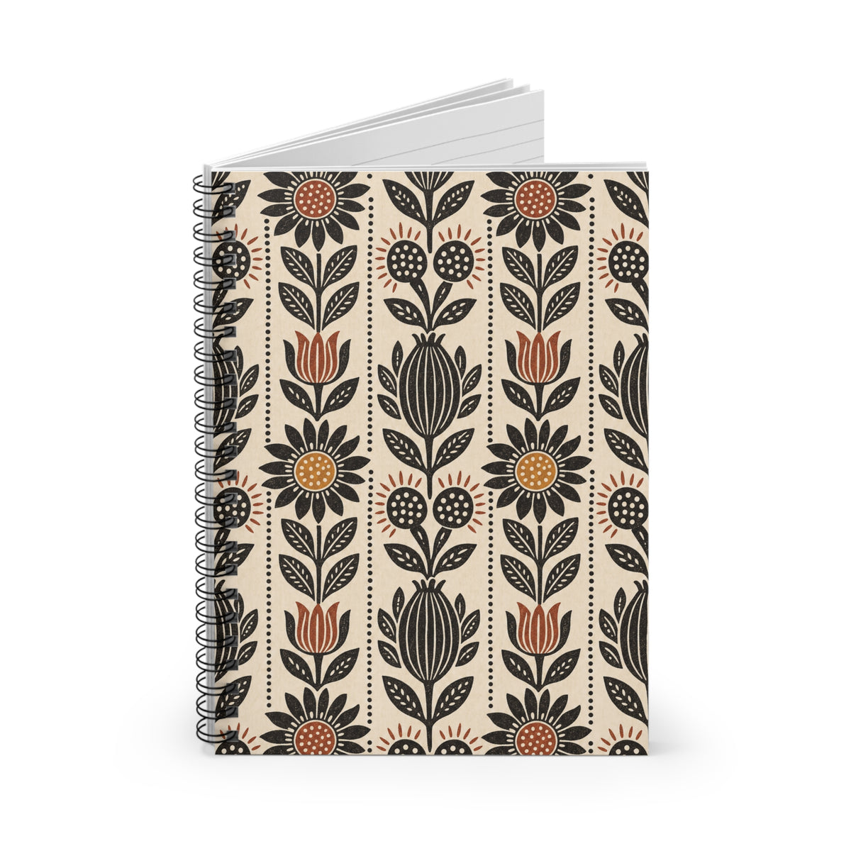 Mama's Garden Block Print Botanical Spiral Notebook
